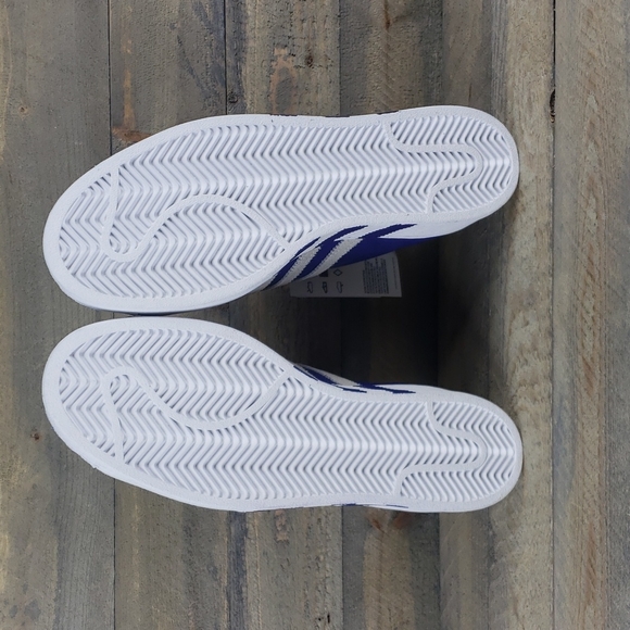 adidas Men's Originals Superstar Retro Leather Shoes Two Laces Legacy Indigo - Picture 6 of 9